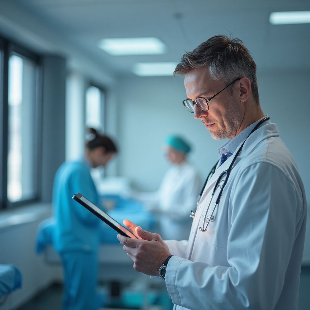 Professionista sanitario con tablet